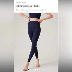 Athleta Salutation Tight 7/8 length-Navy
